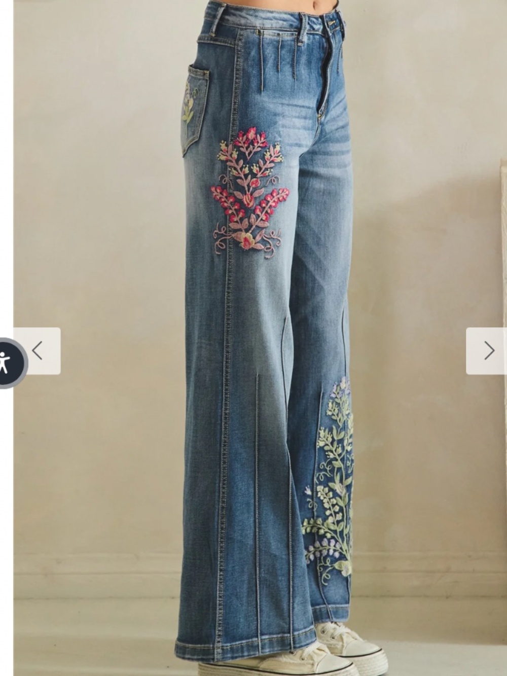 🎉 OLI & HALI “Big Sky“ OLI and HALI DARTED PANTS WITH FLORAL EMBROIDERY 61A - Picture 7 of 9